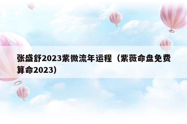 张盛舒2023紫微流年运程