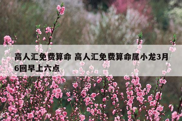 高人汇哪个大师厉害