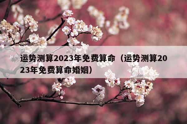 运势测算2023年免费算命