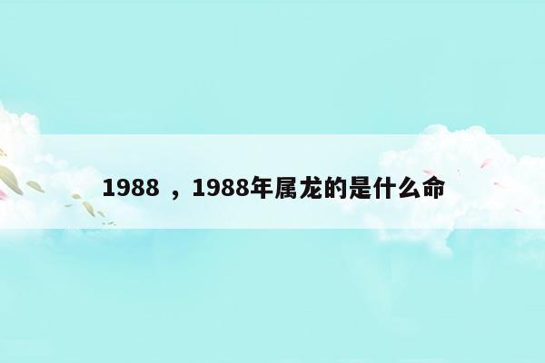 19881988年属龙的是什么命